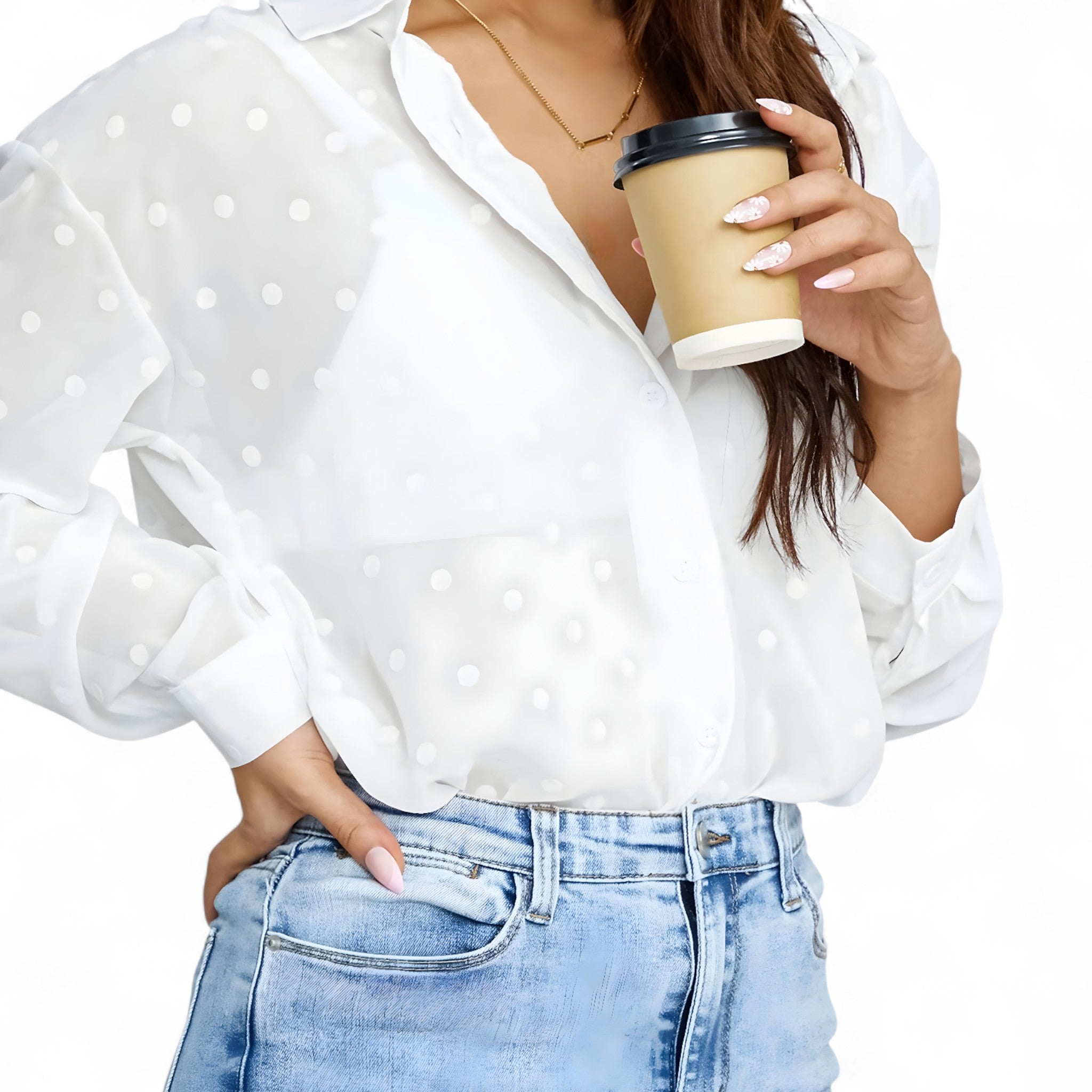 Blouses pour femmes : Amalie | Blouse Femme à Pois en Tissu Léger in van Seroa
