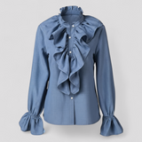 Céleste – Blouse Élégante à Volants avec Manches Statement