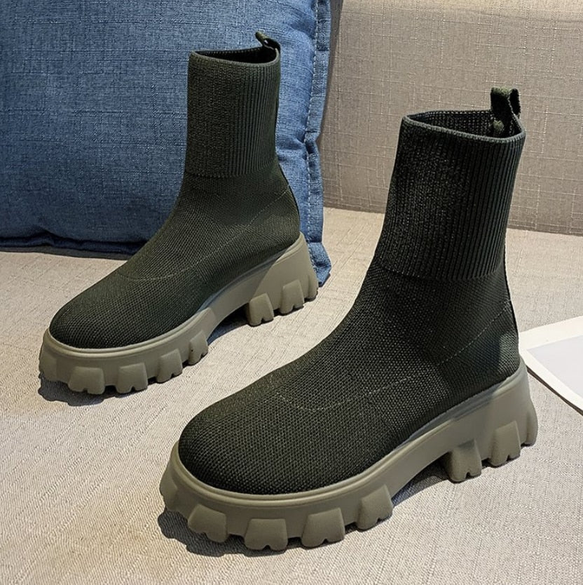 Bottes Chaussettes Élégantes Noires Femme 3