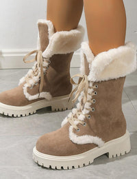 Bottes Hiver Femme Mi-Mollet PU Accessoires D'Hiver