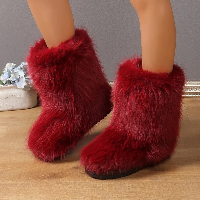 Bottes Hiver Femme Élégantes avec Fourrure 4