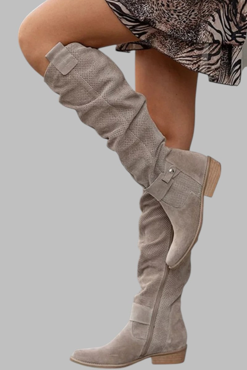Bottes Noires Femme Élégantes en Daim 1
