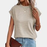 top blouses : Sophie – T-Shirt Décontracté à Manches Courtes et Coupe Ample in Abricot van Seroa
