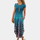 dresses : Anne – Élégante robe longue bohème imprimée avec poches in Bleu van Seroa