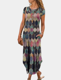 Robe longue bohème imprimée avec poches Femme