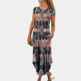 dresses : Anne – Élégante robe longue bohème imprimée avec poches in Multicolore van Seroa