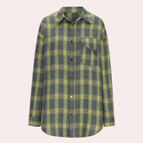 top blouses : Elise – Chemise Confortable Oversize en Flanelle à Carreaux avec Boutons in van Seroa