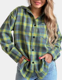 Bequemes Oversize Flanellhemd kariert mit Knöpfen für Damen