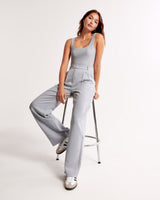 skirts : Camille | Pantalon Fluide Femme à Jambes Larges en Tissu Doux in Gris Clair van Seroa