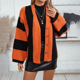 Cardigan Femme Ample à Rayures Contrastées 1