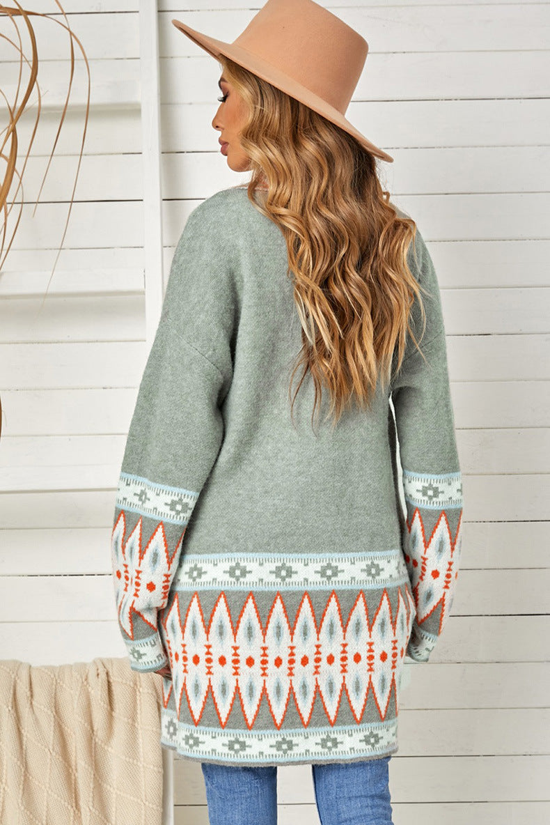 Cardigan Femme Chic Mi-Long Aztèque 3