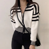 Cardigan Femme Chic à Rayures Contrastées 2