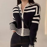 Cardigan Femme Chic à Rayures Contrastées 5