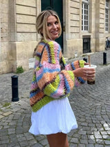 Cardigan Femme Coloré à Manches Bouffantes 1