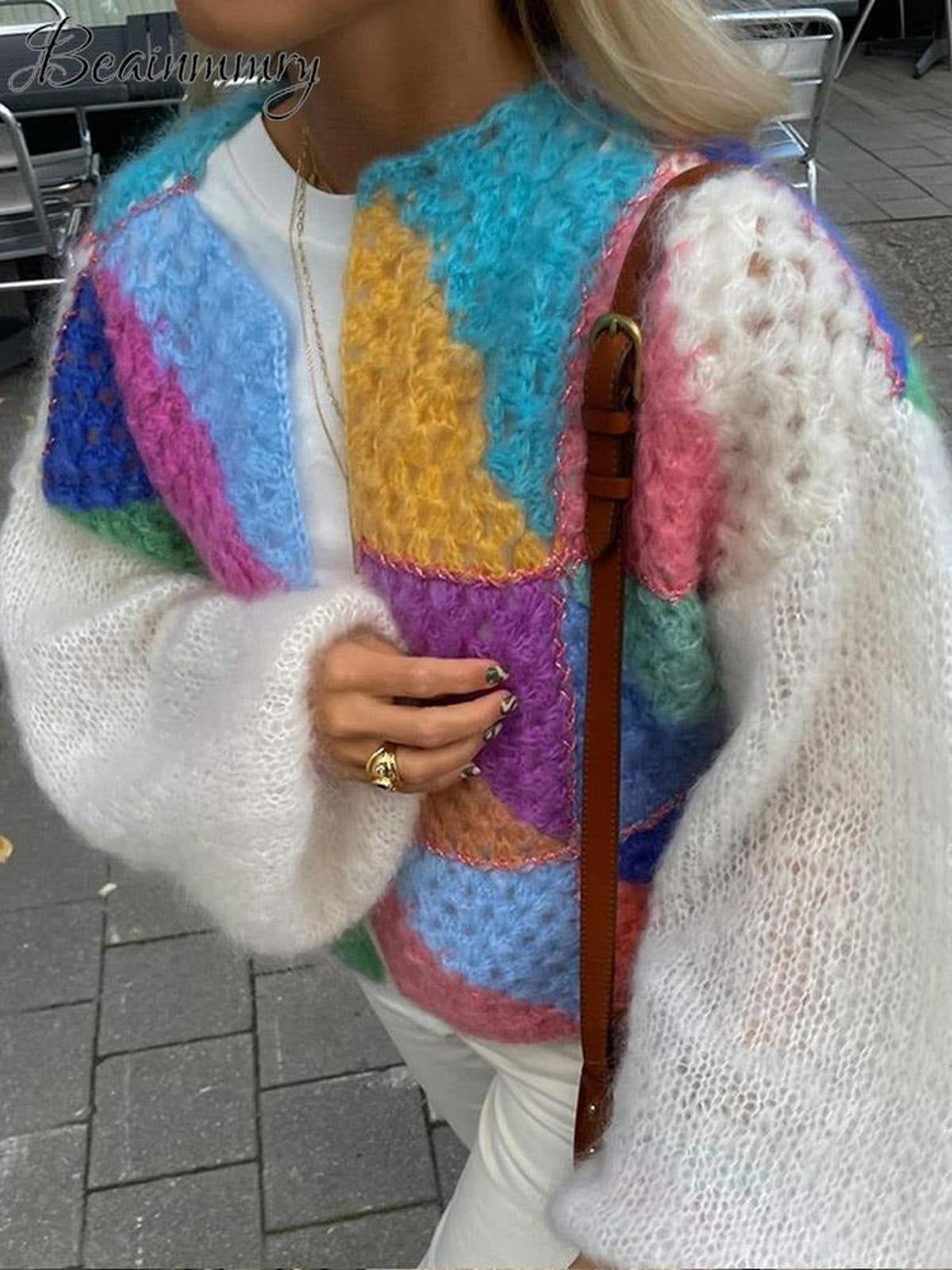 Cardigan Femme Coloré à Manches Bouffantes 9
