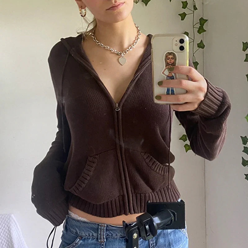 Cardigan Femme Court Pratique avec Zipper 2