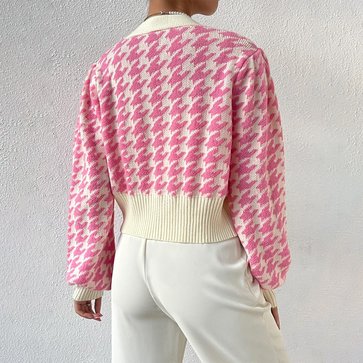 Cardigan Femme Court à Col en V Chic 1