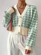 Cardigan Femme Court à Col en V Chic 2