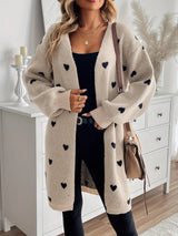 Cardigan Femme Doux avec Motif Cœur 0