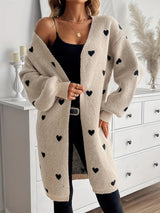 Cardigan Femme Doux avec Motif Cœur 1