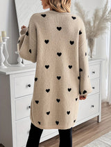 Cardigan Femme Doux avec Motif Cœur 2