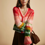 Cardigan Femme Doux en Mohair Rayé 0