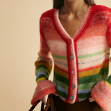 Cardigan Femme Doux en Mohair Rayé 2