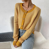 Cardigan Femme Élégant Boutonné Long 0