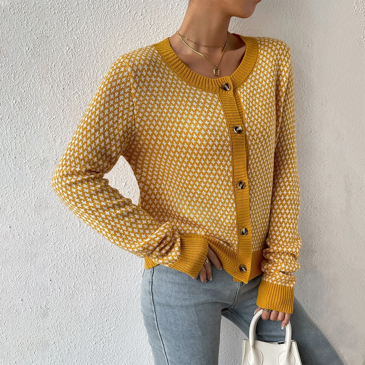Cardigan Femme Élégant Boutonné Long 2