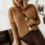 Cardigan Femme Élégant Col V Décontracté 1