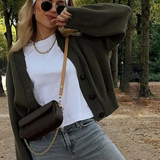 Cardigan Femme Élégant Vert Olive 2