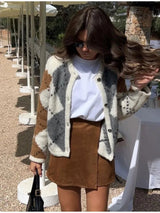 Cardigan Femme Élégant à Carreaux 2