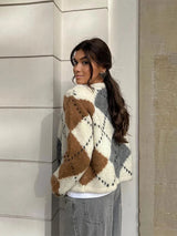 Cardigan Femme Élégant à Carreaux 5