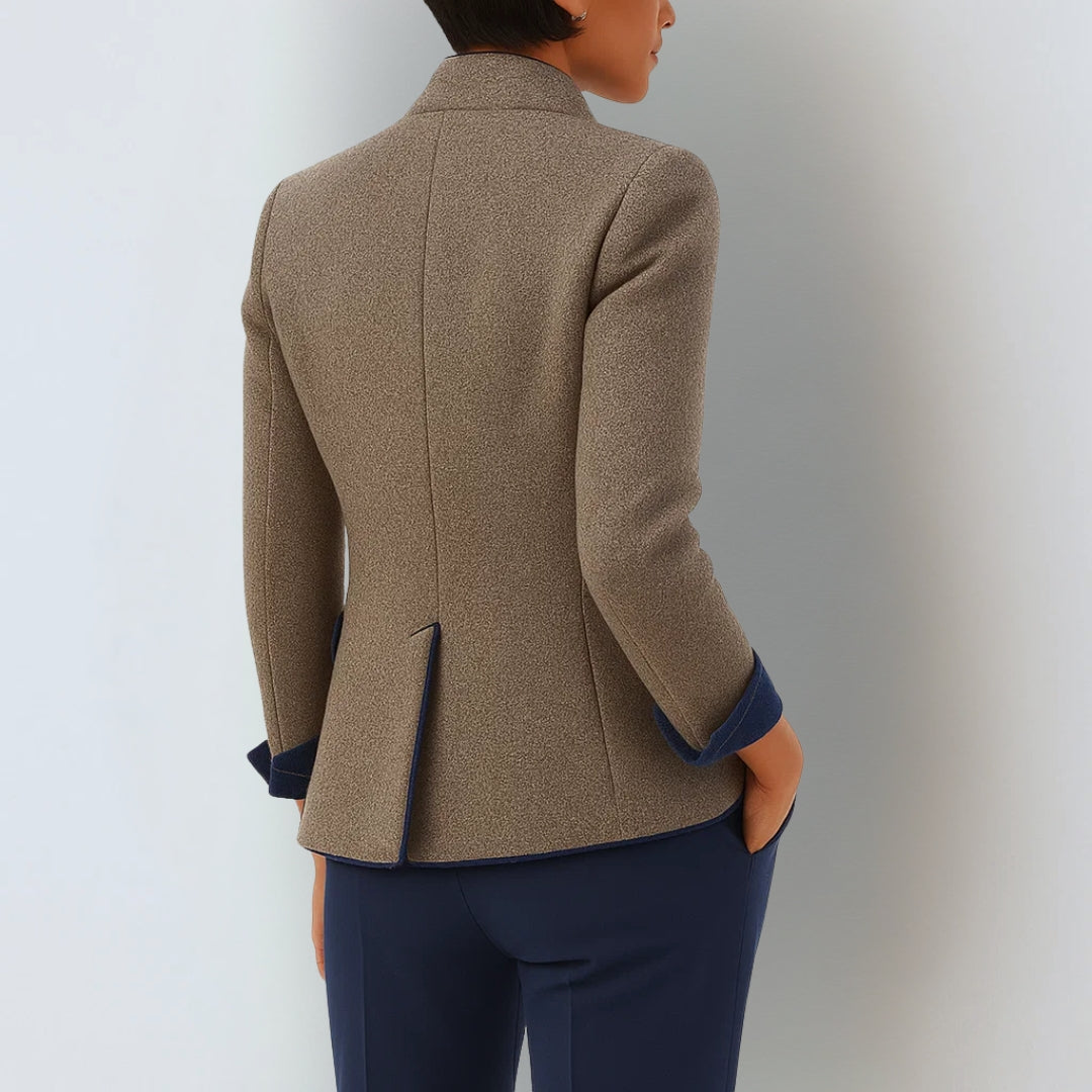 Elegancki kardigan damski z kołnierzem stójką