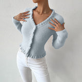 Cardigan Femme Élégant à Col en V 0