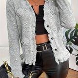 Cardigan Femme Élégant à Fleurs 0