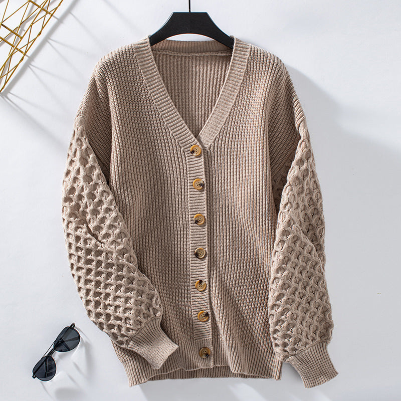 Cardigan Femme Élégant à Manches Ballon 0