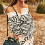 Cardigan Femme Élégant à Motif Chevrons 1