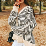 Cardigan Femme Élégant à Motif Chevrons 2