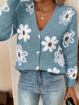 Cardigan Femme Élégant à Motif Floral 1