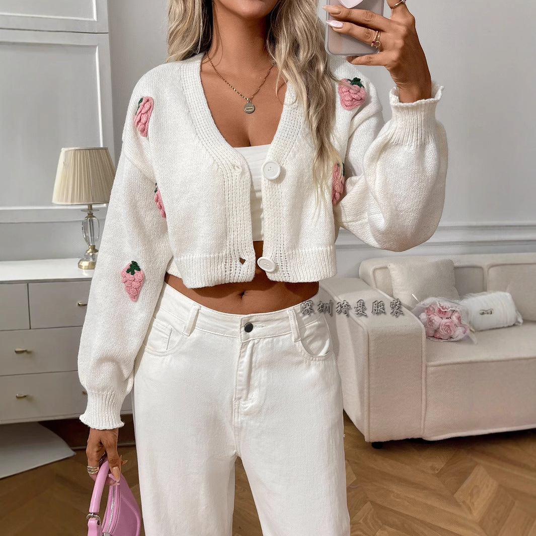 Cardigan Femme Élégant en Laine Court 0