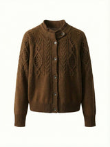 Gilet Femme en Tricot Marron Cardigan Mode Classique