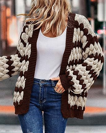 Cardigan Femme Grosse Maille Ouvert Décontracté 1