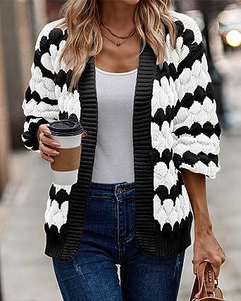 Cardigan Femme Grosse Maille Ouvert Décontracté 2