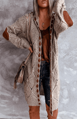 Cardigan Femme Long Pratique Avec Capuche 2