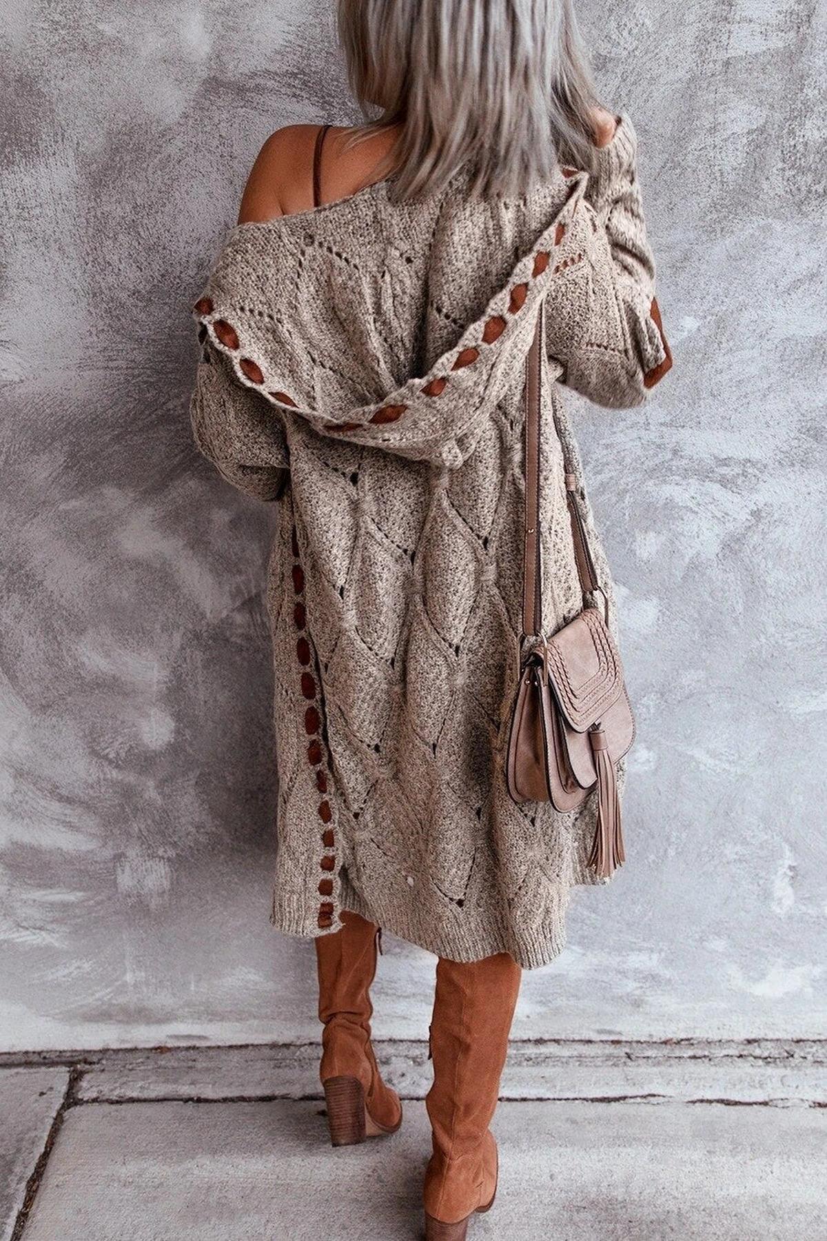 Cardigan Femme Long Pratique Avec Capuche 3