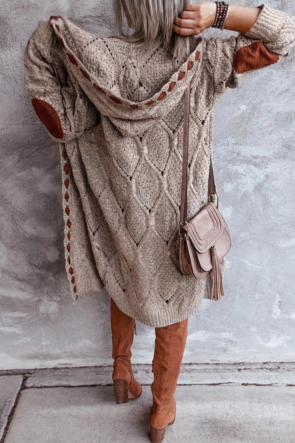 Cardigan Femme Long Pratique Avec Capuche 5