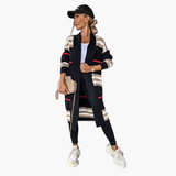 Cardigan Femme Long Rayé Moderne 1