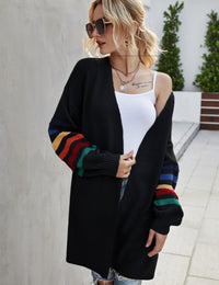 Damenweste lang mit gestreiften Ärmeln Cardigans für Damen