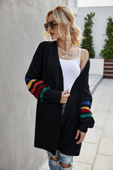 Cardigan Femme Long à Manches Rayées 0